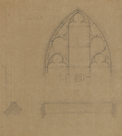 216901 Afbeelding van het ontwerp voor het zevende noordelijke venster met tracering van het schip in de Jacobikerk te ...